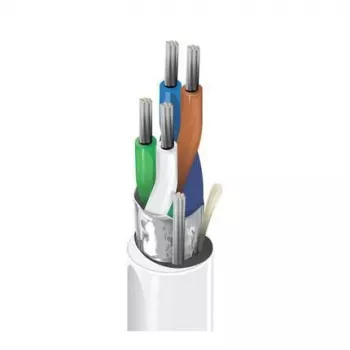 Belden OSDP RS-485 duomenų kabelis, 2 poros 24 AWG vytosios skardintos varinės gyslos, bendras folijos ekranas, pilkas PVC apvalkalas, 120 omų