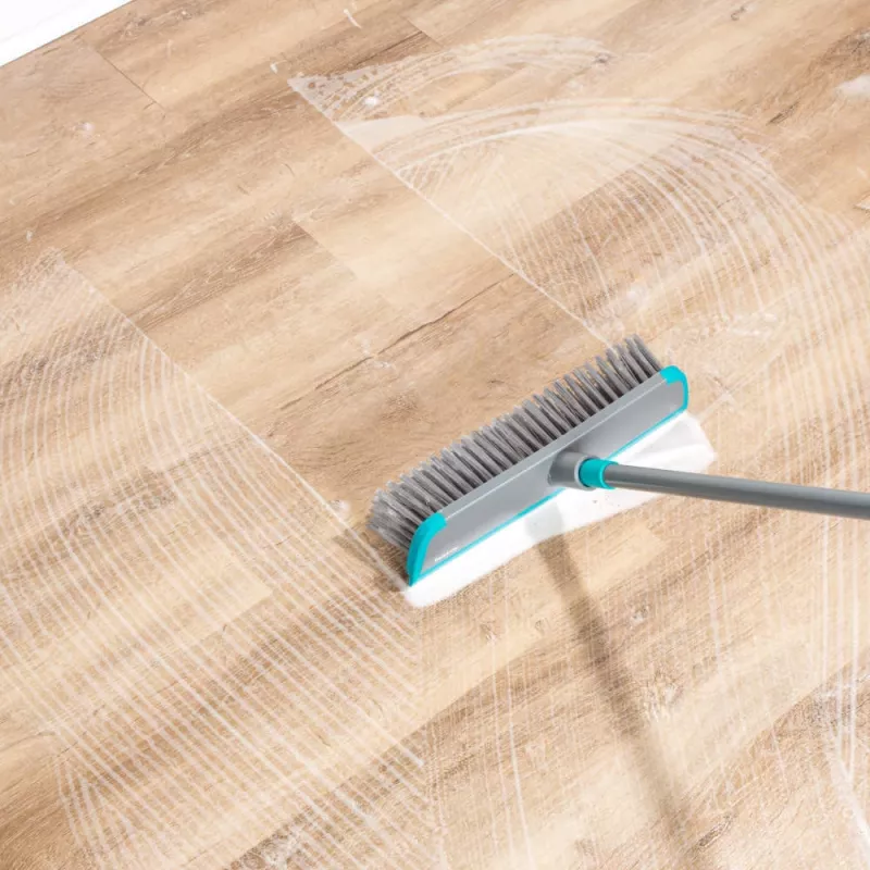 Beldray LA00000177UFEU7 2 In 1 Floor Scrub Brush with Squeegee, Long Handle, Grey/Blue