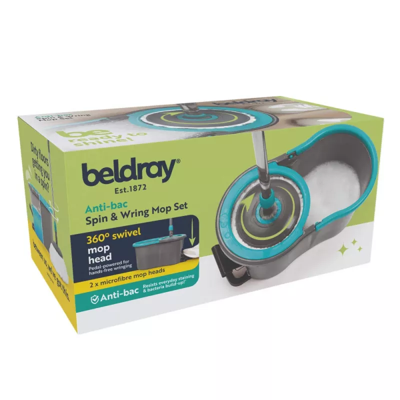 Beldray LA00000186UFEU7 Anti-bac Spin & Wring Mop Set - Pilka/Mėlyna
