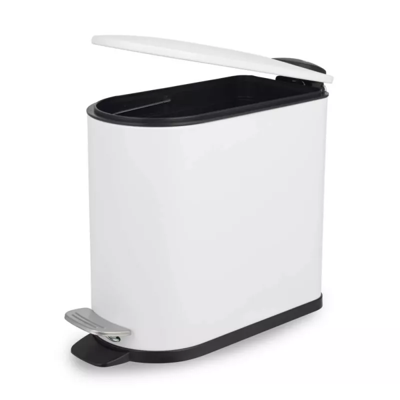 Beldray LA036690WHTPEU7 Slimline D-Shaped Pedal Bin 5-Litre, White