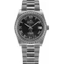 BELLEVUE H1 Women's Quartz Watch 35mm Silver Dial Black Leather Strap