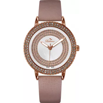 BELLEVUE Woman B45 35mm Quartz Analog Watch Stainless Steel Case Silver Dial Black Leather Strap
