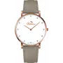 BELLEVUE Woman B56 40mm Quartz Analog Watch Stainless Steel Case Black Leather Strap