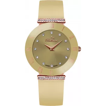 BELLEVUE Woman E105 Quartz Analog Watch 33mm Stainless Steel White Dial Black Leather