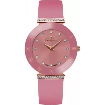 BELLEVUE Woman E116 Quartz Analog Watch 26mm Silver Dial Black Leather