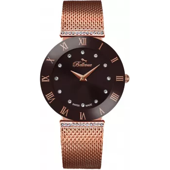 BELLEVUE Woman F104 26mm Quartz Analog Watch Stainless Steel Silver Dial