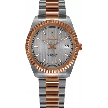 BELLEVUE Woman H21 38mm Quartz Analog Watch White Dial Black Leather Strap