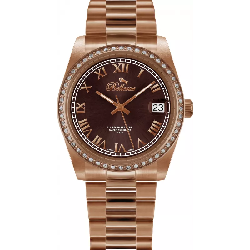 BELLEVUE Woman I30 28mm Quartz Analog Watch Silver Stainless Steel Mesh