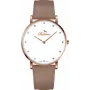 BELLEVUE Women's Quartz Analog Watch B53 40mm Stainless Steel Case Black Leather Strap