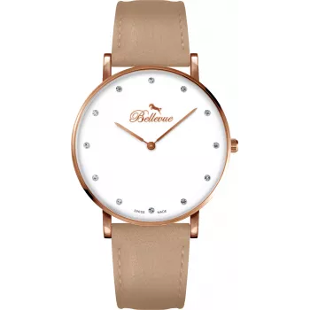BELLEVUE Moteriškas Laikrodis B54 (40mm) Nerūdijančio Plieno Tinklelio Sidabrinis