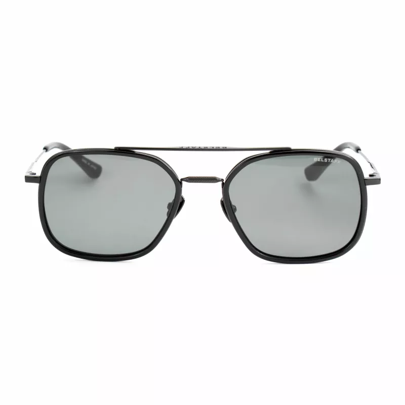 Belstaff Avedon S118 vyriški akiniai nuo saulės – juodas acetato rėmelis, pilki polikarbonato lęšiai, UV400 apsauga, 56/20/145 mm