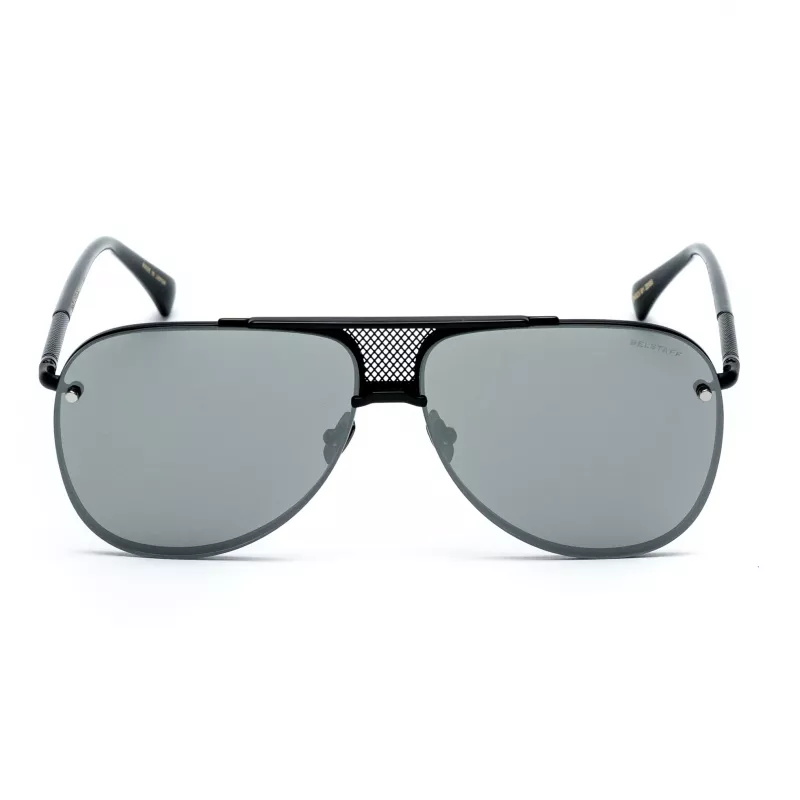 Belstaff Beckington vyriški stačiakampiai akiniai nuo saulės - juodas acetatinis rėmelis, pilki polikarbonatiniai lęšiai, UV400 apsauga, 60/18/145 mm