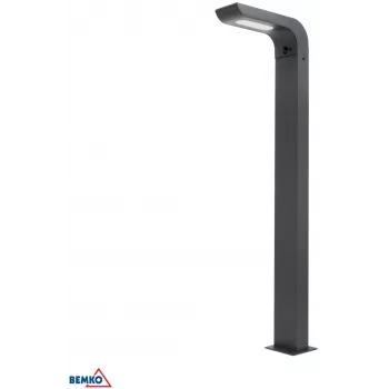BEMKO SOLVEO Hybrid LED sodo prožektorius, 7W, 600lm, CCT 3000K/4000K/6500K, 80cm, IP65, tamsiai pilka, PIR jutiklis
