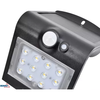 BEMKO TRINGO Saulės LED prožektorius 1.5W 220lm 4000K IP65 juodos spalvos su PIR jutikliu C83-SOT-001BL-PIR