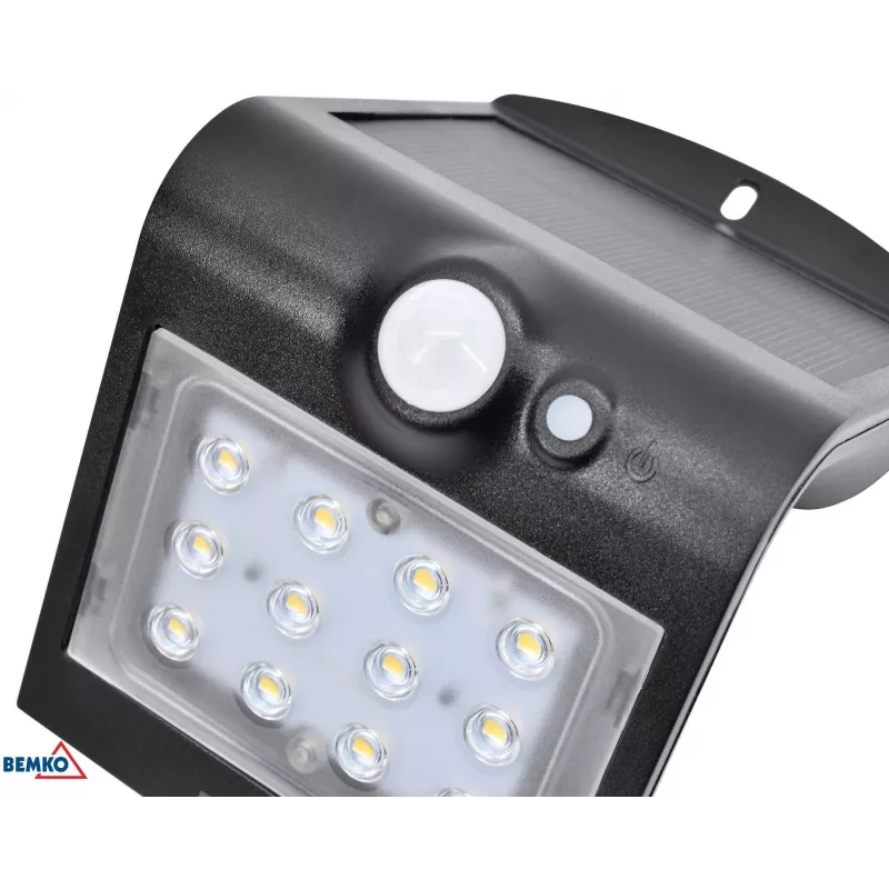 BEMKO TRINGO Saulės LED prožektorius 1.5W 220lm 4000K IP65 juodos spalvos su PIR jutikliu C83-SOT-001BL-PIR