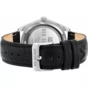 BEN SHERMAN Vyriškas laikrodis WB039UB 43mm juodas ciferblatas juodas dirbtinės odos dirželis