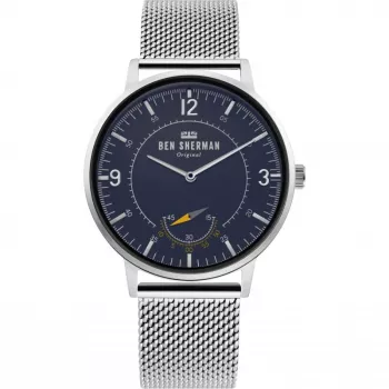 Ben Sherman WB034USM Vyriškas kvarcinis analoginis laikrodis 43 mm nerūdijantis plienas mėlynas ciferblatas