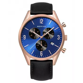 Bering Men's Classic Minimalist Quartz Watch 10542-567 42mm Rose Gold Brown