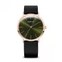 Bering Classic vyriškas kvarcinis laikrodis 36mm nerūdijantis plienas rožinis auksas mėlynas ciferblatas Milano tinklelio apyrankė 13436-469