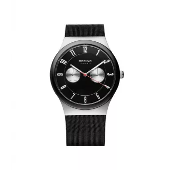 BERING vyriškas laikrodis 32139-202 Classic Collection 39mm Quartz nerūdijančio plieno tinklelis juodas ciferblatas