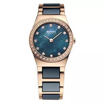 BERING Women's Classic Quartz Watch 26mm Stainless Steel Mesh Blue Sunray Dial 32426-767