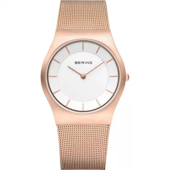 BERING moteriškas laikrodis 11930-366 (30mm) - Rožinio aukso nerūdijančio plieno tinklelis