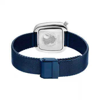 BERING moteriškas laikrodis 18034-307 (34 mm) – rožinio aukso ir mėlynas saulės spindulių ciferblatas