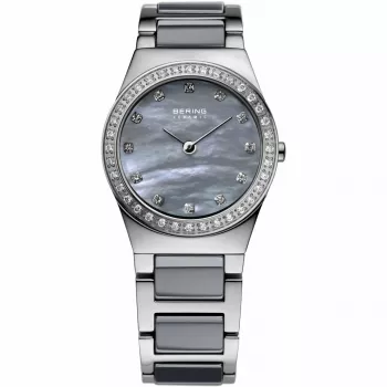BERING moteriškas laikrodis 32426-789 (26mm) - klasikinis kvarcinis keraminis juodas