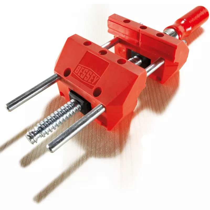 BESSEY S10-ST mini spaustuvas S 10 sraigtinis spaustuvas, raudonas, 100 mm suspaudimo plotis, 50 mm gerklės gylis, su 2 stalo spaustukais