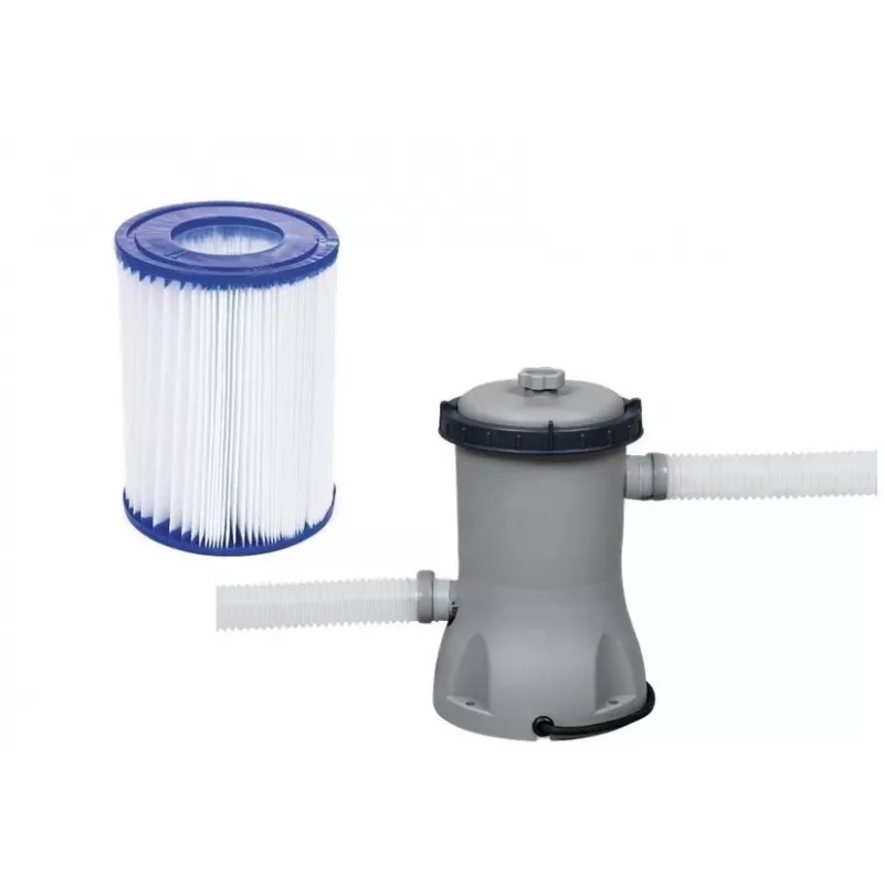 Bestway Fast Set Pool 457 x 84 cm (15 ft) Apvalus Pripučiamas Antžeminis Baseinas su Filtro Siurbliu, 11016 L Talpa, DuraPlus Dangos Sluoksnis, Prizminis Akmens Raštas