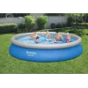 Bestway Fast Set Pool 457 x 84 cm (15 ft) Apvalus Pripučiamas Antžeminis Baseinas su Filtro Siurbliu, 11016 L Talpa, DuraPlus Dangos Sluoksnis, Prizminis Akmens Raštas