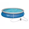 Bestway Fast Set Pool 457 x 84 cm (15 ft) Apvalus Pripučiamas Antžeminis Baseinas su Filtro Siurbliu, 11016 L Talpa, DuraPlus Dangos Sluoksnis, Prizminis Akmens Raštas