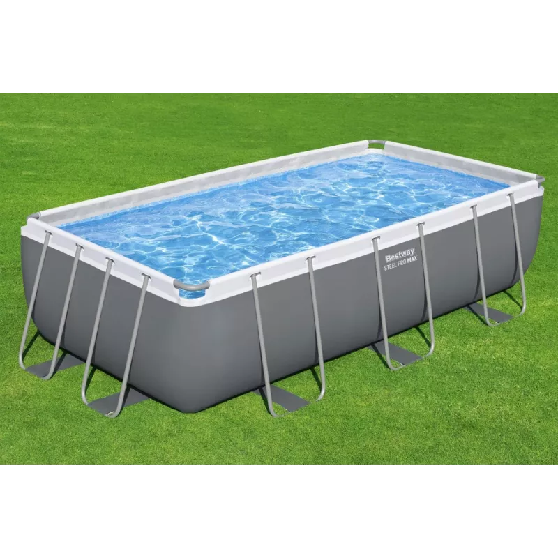 Bestway Frame Pool 404 x 201 x 100 cm stačiakampis antžeminis baseinas su filtro siurbliu, kopėčiomis, dangčiu ir ChemConnect dozatoriumi