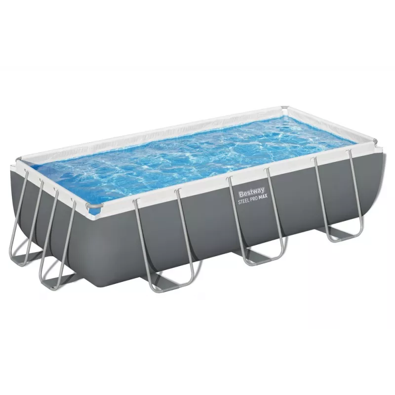 Bestway Frame Pool 404 x 201 x 100 cm stačiakampis antžeminis baseinas su filtro siurbliu, kopėčiomis, dangčiu ir ChemConnect dozatoriumi
