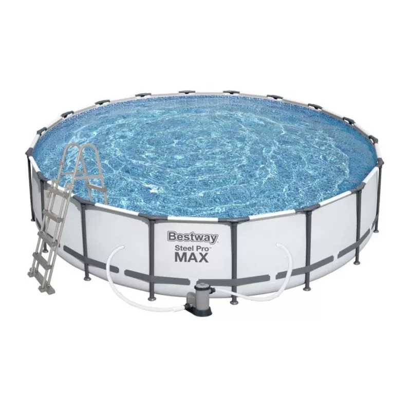Bestway Steel Frame Pool 549 x 122 cm (18 ft x 48 in) Round Above Ground Pool su filtro siurbliu, kopėčiomis, dangčiu - 56462