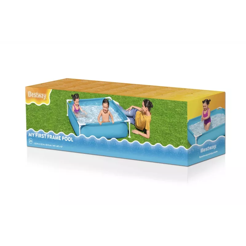 Bestway Steel Pro Frame Pool 122 cm x 122 cm x 30,5 cm kvadratinis antžeminis baseinas vaikams 365 L mėlynas