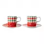 Bialetti Tricolore Espresso puodelių ir lėkštelių rinkinys (2 puodeliai, 2 lėkštelės)