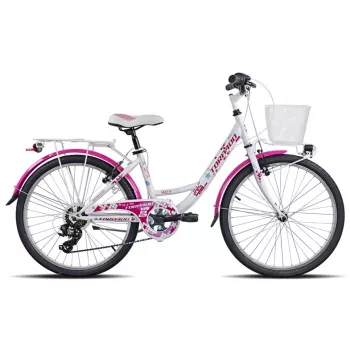 BICYCLE MTB 24 18G GIRL STEEL - 24 colių mergaičių kalnų dviratis, 18 pavarų, plieninis rėmas, priekinė amortizacija, V formos stabdžiai