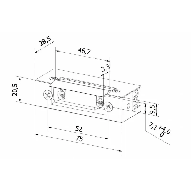 BIRA HARTTE S12R elektrinis užraktas, serija S, 12 V DC, reversinis