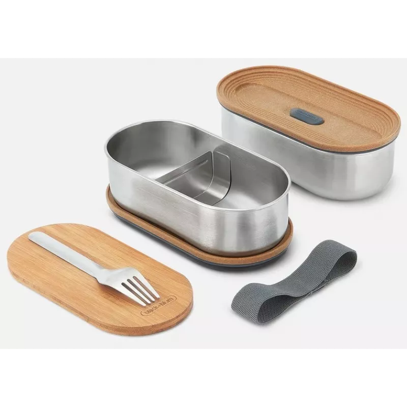 black+blum Oval Box 0.5 L maisto laikymo indas su bambuko dangteliu ir nerūdijančio plieno pagrindu