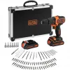 BLACK+DECKER 18V belaidis plaktukinis gręžtuvas-suktuvas BDCHD18BAFC, juoda/oranžinė, 2x 1,5 Ah ličio jonų baterijos, 80 dalių priedų rinkinys, dėklas