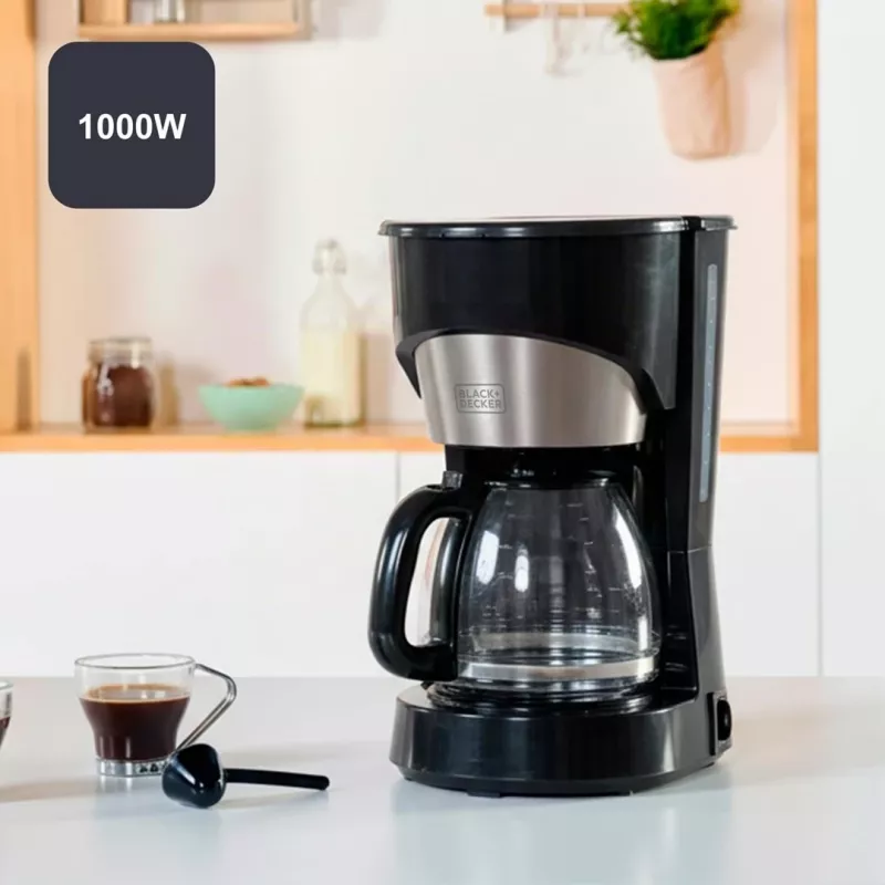 BLACK+DECKER BXCO1001E 1000 W 12 puodelių kavos virimo aparatas su filtru, 1,5 L, juodos spalvos