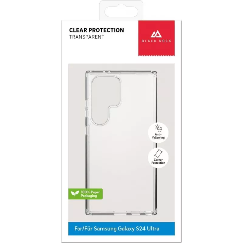 Black Rock permatomas apsauginis dėklas Samsung Galaxy S23 Ultra - permatomas TPU galinis dangtelis, sugeriantis smūgius, nesigelstantis, suderinamas su belaidžiu įkrovimu 00226130