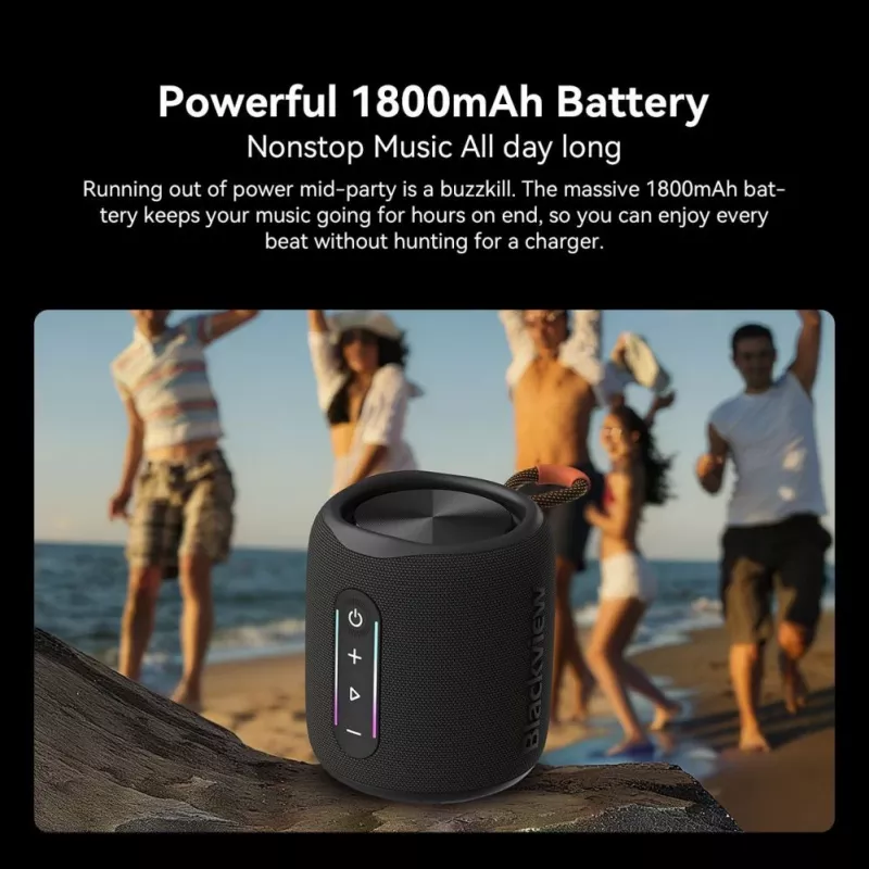 Blackview AuraBass 2 nešiojamas Bluetooth garsiakalbis, 15W, IPX5, 7h baterija, juoda