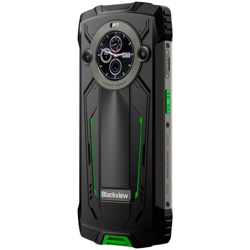 Blackview BV8200 Neardūžtamas 4G LTE išmanusis telefonas 6.5 inch FHD+ 120Hz, 1.3 inch antrinis ekranas, 12GB RAM, 256GB atmintis, 8800mAh baterija, 50MP+13MP galinės kameros, 32MP priekinė kamera, IP68/IP69K/MIL-STD-810H, NFC, pirštų atspaudų skaitytuvas, žalias