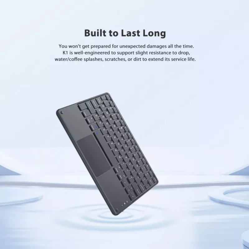“Blackview K1 Bluetooth klaviatūra, belaidė, itin plona, 10 colių – 280 mAh baterija, Bluetooth 3.0, suderinama su Windows / Android / iOS, juoda pilka”