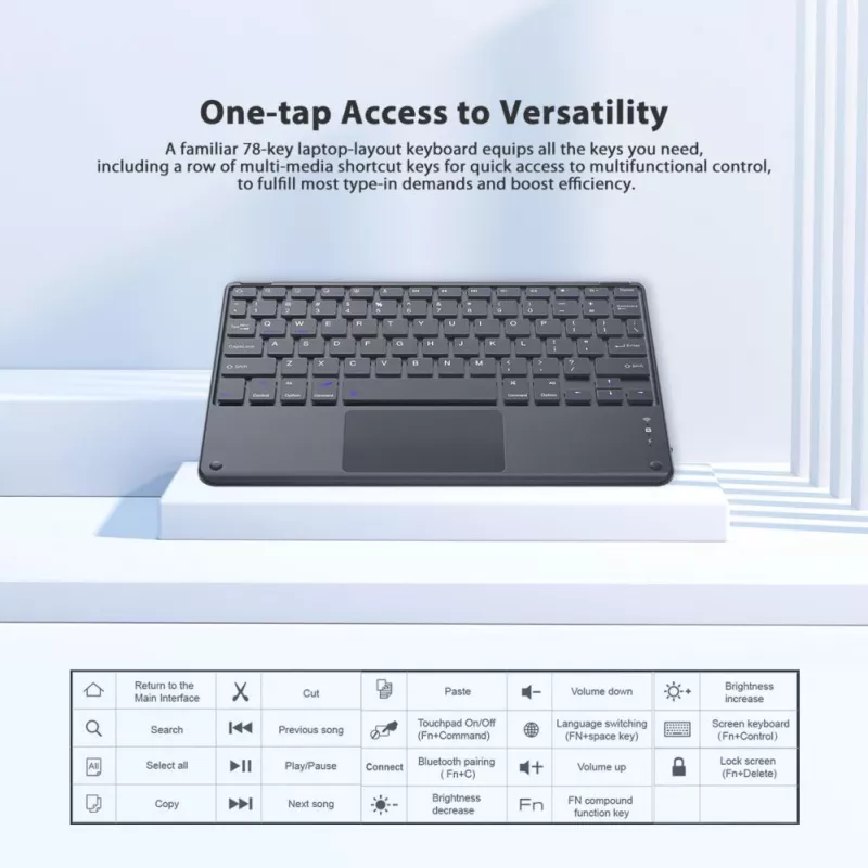 “Blackview K1 Bluetooth klaviatūra, belaidė, itin plona, 10 colių – 280 mAh baterija, Bluetooth 3.0, suderinama su Windows / Android / iOS, juoda pilka”