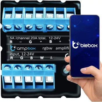 BLEBOX ampbox išmanusis LED valdiklis 4 kanalų Wi-Fi RGBW CCT 12-24V DC