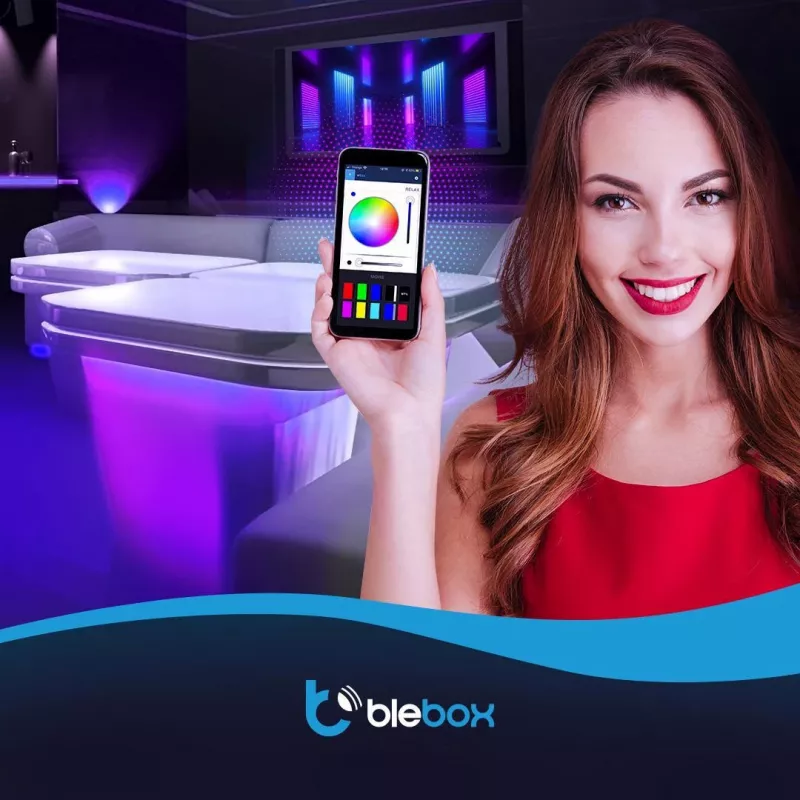 BLEBOX LED Pixelbox Wi-Fi apšvietimo modulis – pikselių valdiklis, skirtas WS2812/APA102, 5A, 1024 pikseliai