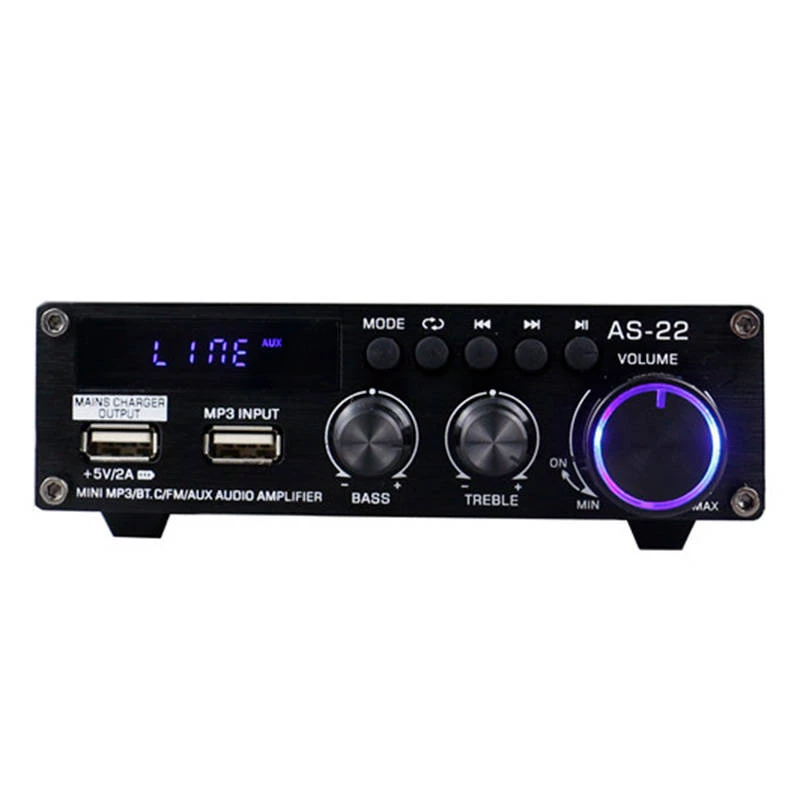 Blitzwolf AS-22 Audio Amplifier, 45W, Bluetooth 5.0, USB + Remote Control (Black)